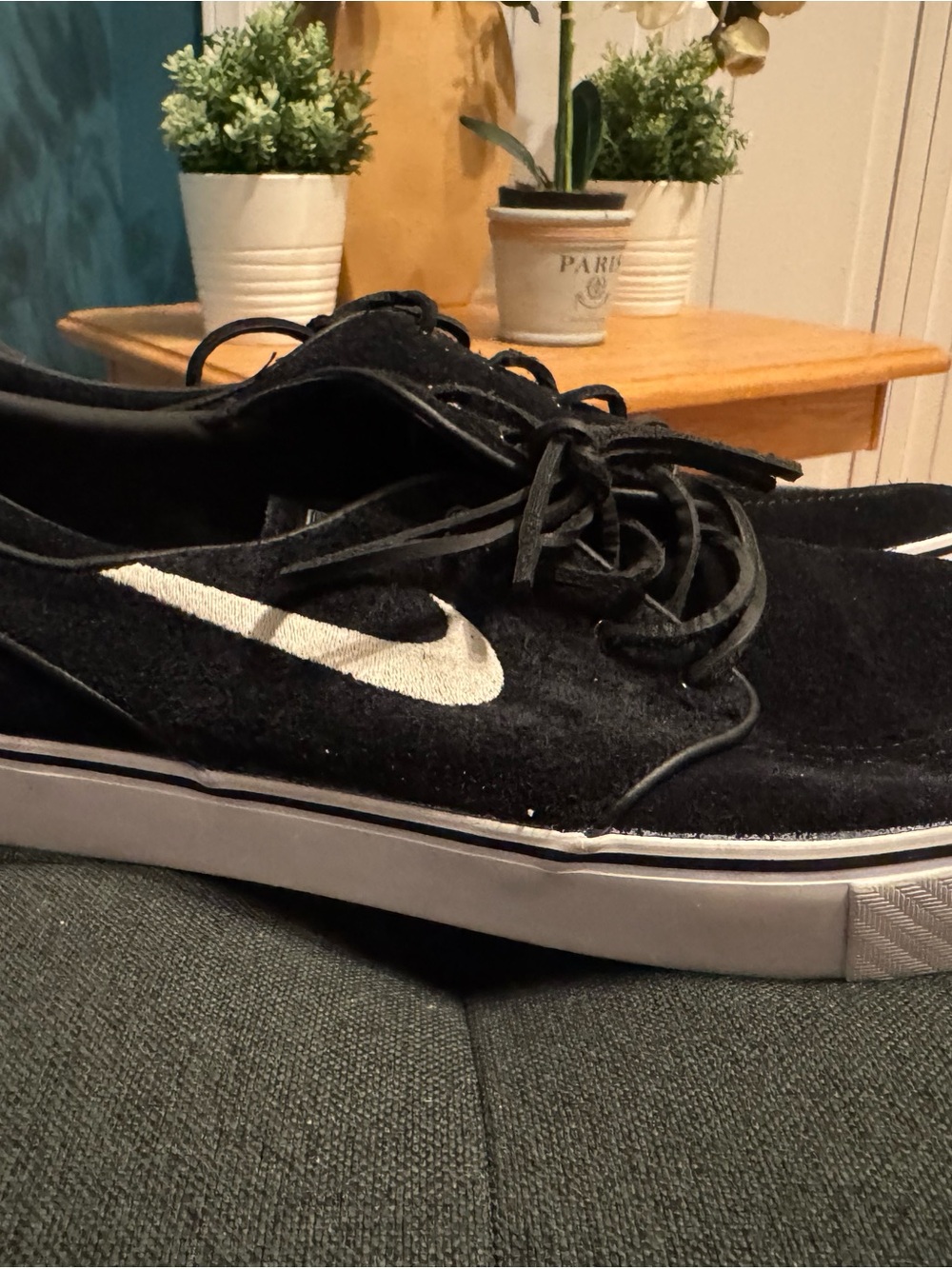 Nike Black Suede Low-Top Sneakers with White Swoosh